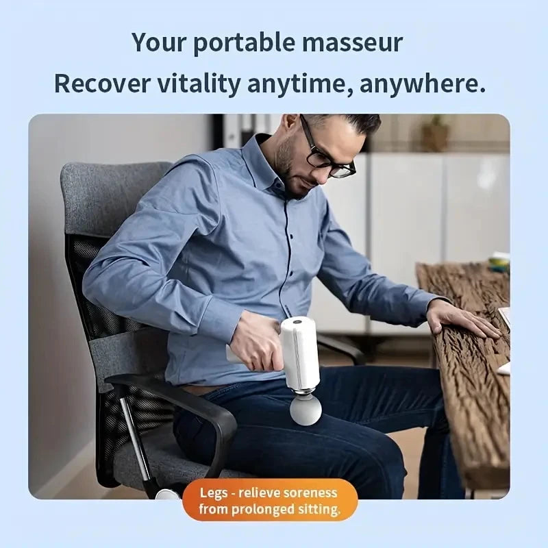 Portable Massage Gun - 4 Heads, 6 Speeds