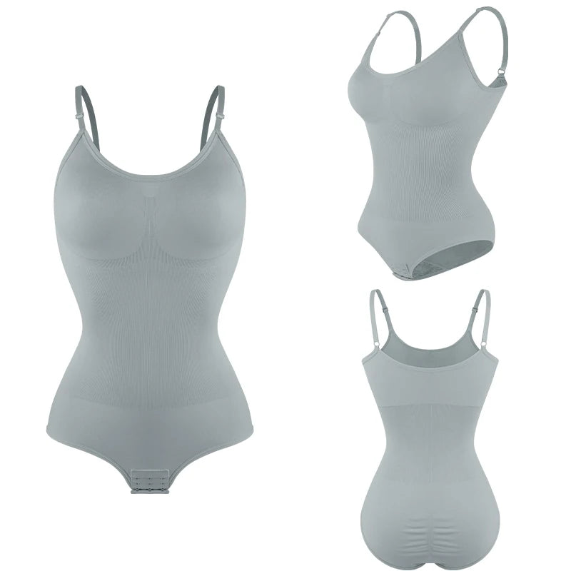 Women Seamless V-Neck Bodysuit Shapewear Red Blue