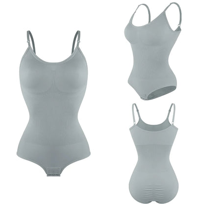 Women Seamless V-Neck Bodysuit Shapewear Red Blue