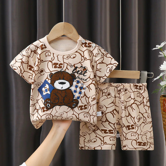Cartoon Printed Cotton Toddler Tracksuit Set