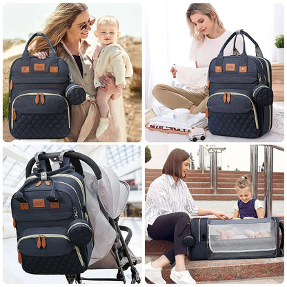 3 In 1 Waterproof Diaper Bag Backpack with USB Charge