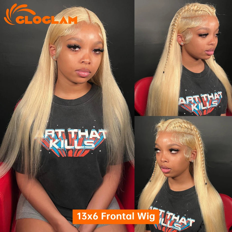 Straight 360 Lace Front Wig Human Hair Blonde 613