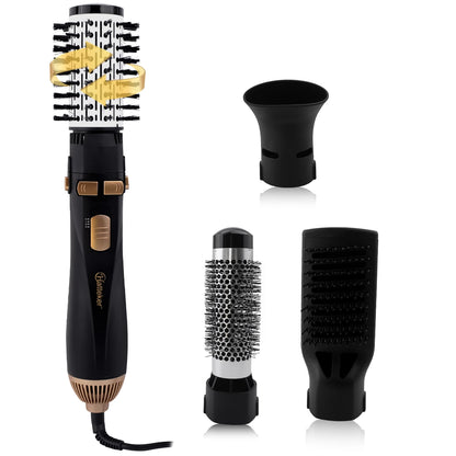Hatteker 4-Head Hot Air Brush Hair Dryer and Straightener