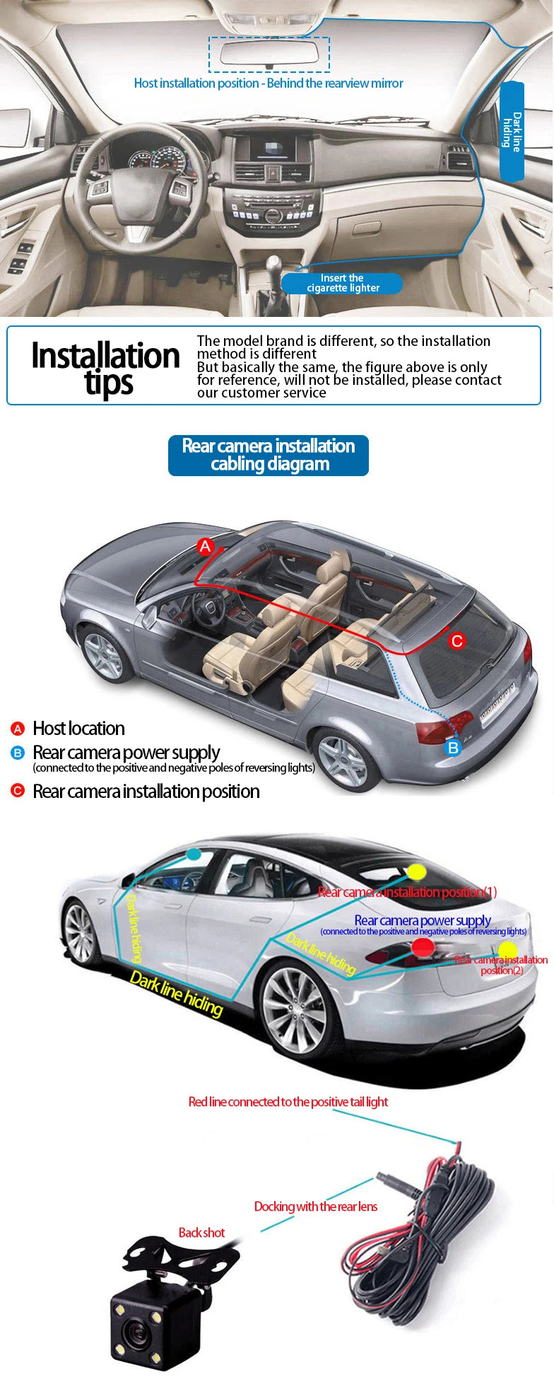 4 Lens 1080P Car DVR Video Recorder with Rear View Camera