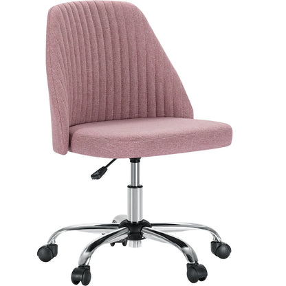 JHK Armless Swivel Office Chair with Fabric and Wheels