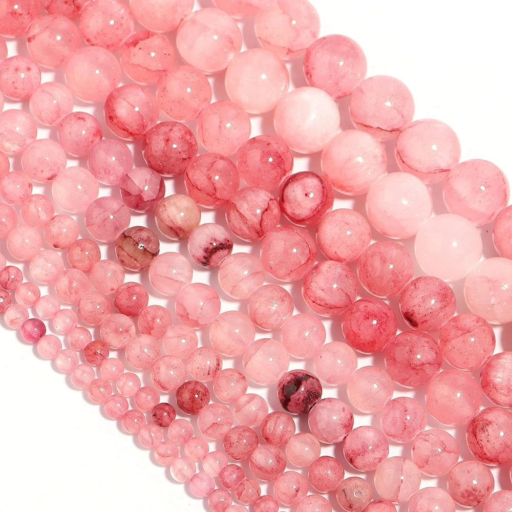 Natural Persian Jade Stone Pink Loose Beads 4-12mm