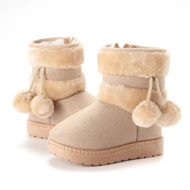 Girls Winter Snow Boots Thick Warm Rubber Microfiber