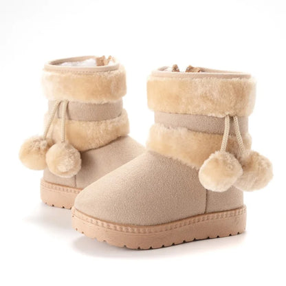 Girls Winter Snow Boots Thick Warm Rubber Microfiber