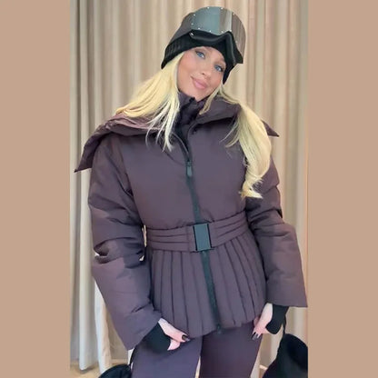 Hooded One-Piece Ski Jumpsuit for Women Windproof Outwear