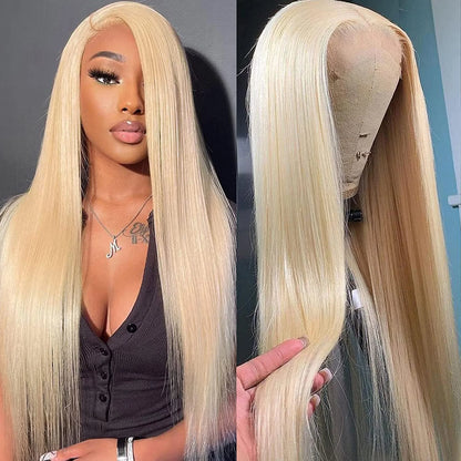HD Transparent Full Lace Frontal Wig 613 Blonde Straight 46 Inches