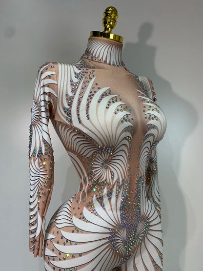 Sparkly Diamond Mesh Jumpsuit for Women