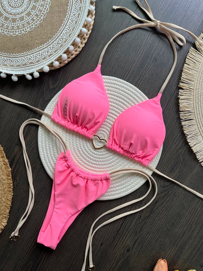 RUOTONSEPT Solid Color Bikini Set Women's Swimwear
