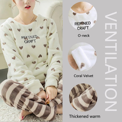 Winter Flannel Couple Pajamas Robe in Coral Velvet