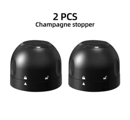 Red Wine Corks Champagne Bottle Stopper Set Black ABS Silicone