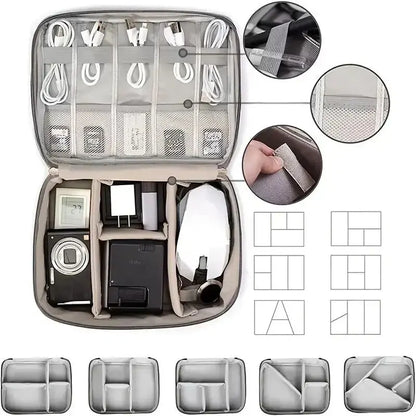 Leather Cable Storage Bag Waterproof Organizer