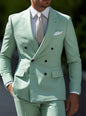 Brown Men's Slim Fit Double Breasted Suit Blazer