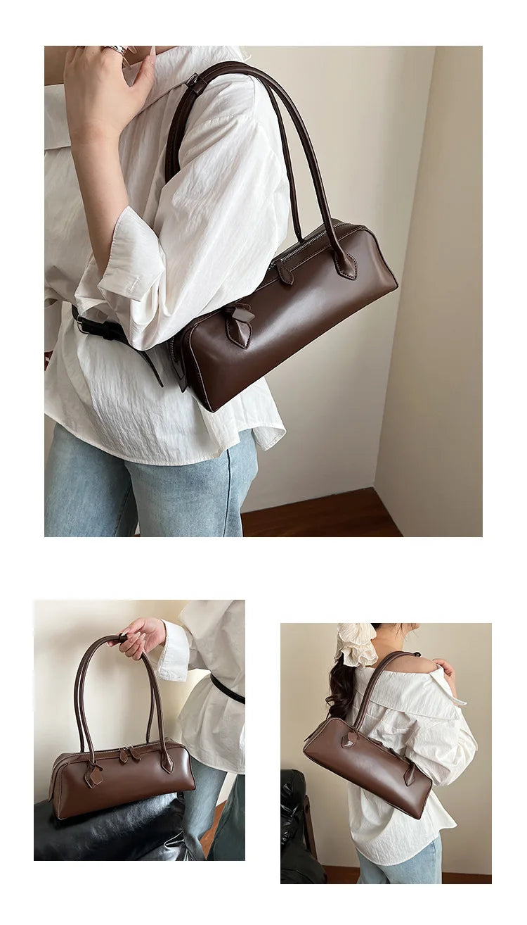 Vintage Cowhide Shoulder Bag for Women