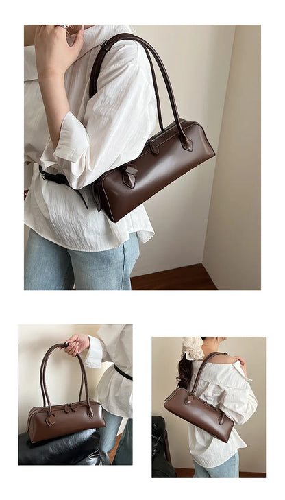 Vintage Cowhide Shoulder Bag for Women