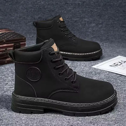 High Top Leather Motorcycle Boots for Men