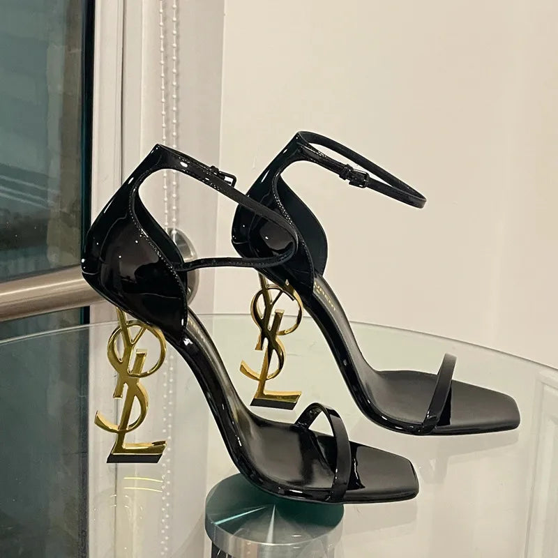 Elegant Red Wine High Heel Sandals with Unique Strap