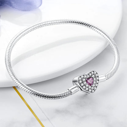S925 Silver Plated Peach Heart Charm Bracelet for Women