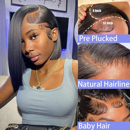 Vietnamese Bone Straight Bob Human Hair Wig 12 14 Inch