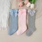 Knee High Cotton Baby Socks with Big Bow