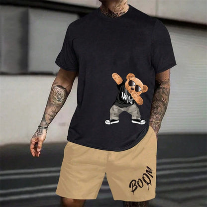 Men's Summer Loose Harajuku T-Shirt and Shorts Set