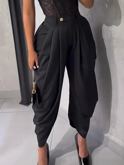 Women High Waist Loose Jogger Pants Casual Trousers