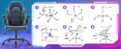 JHK Adjustable PU Leather Racing Desk Chair