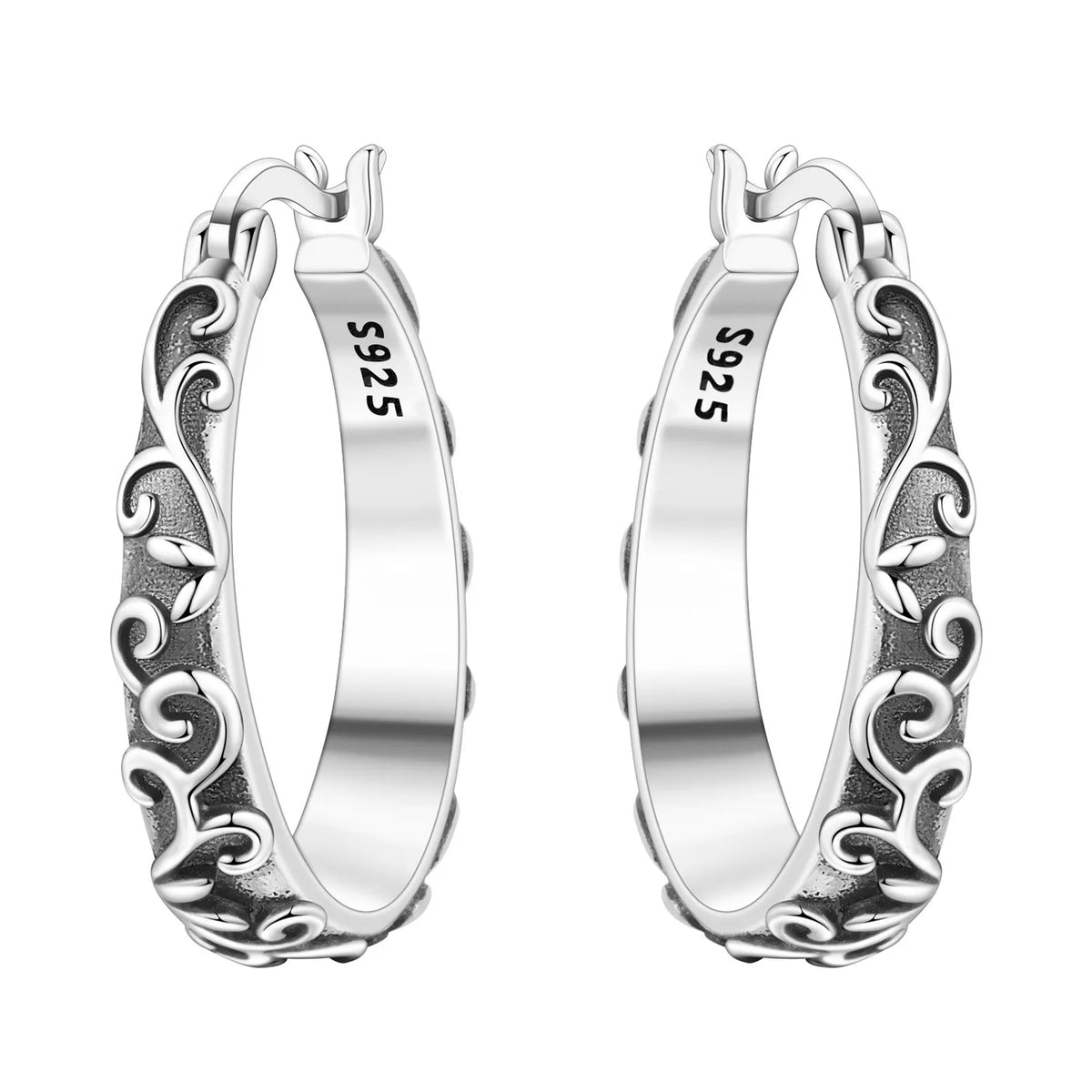 S925 Sterling Silver Iris Flower Hoop Earrings for Women