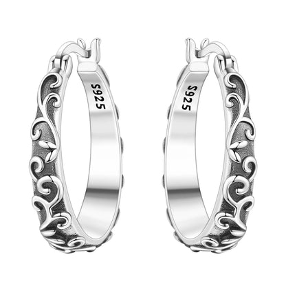 S925 Sterling Silver Iris Flower Hoop Earrings for Women
