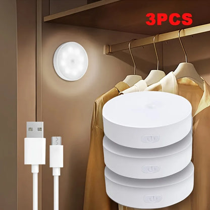 3pcs Motion Sensor Night Lights Warm White Cold White