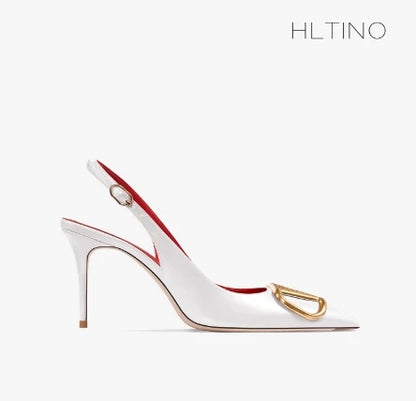 Black Slingback Sandals for Women with High Heels
