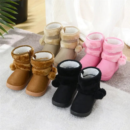 Girls Winter Snow Boots Thick Warm Rubber Microfiber