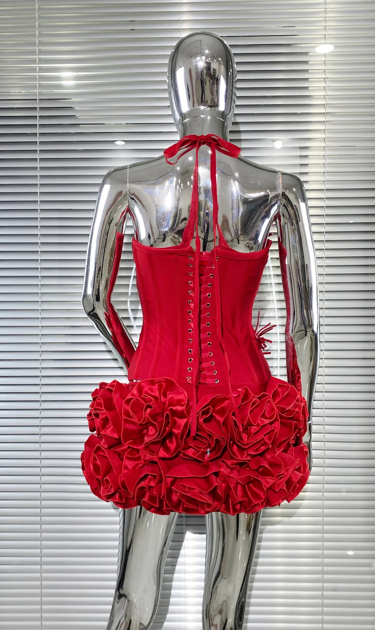 Black Red Women Strapless Bodycon Mini Skirt Set