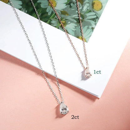 Smyoue Pear Cut Moissanite Necklace 925 Sterling Silver