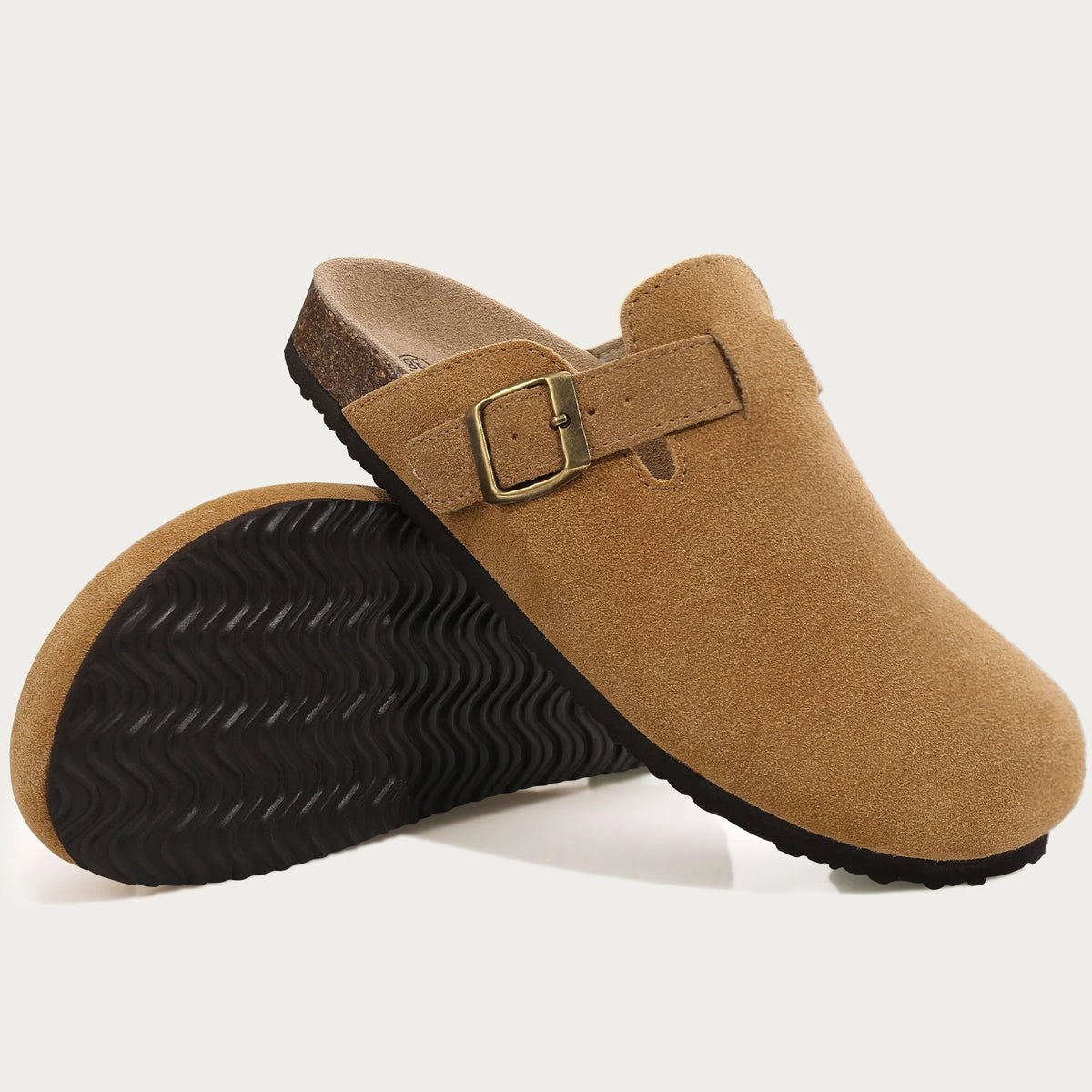 Comwarm Women's Suede Mules Slippers with Cork Insole
