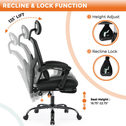MCQ High Back Ergonomic Gaming Office Chair with Lumbar Support