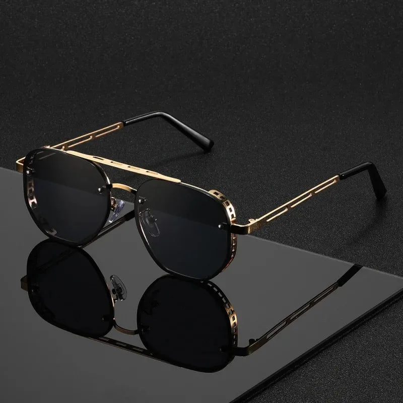 Double-Beam Alloy Sunglasses for Casual Use
