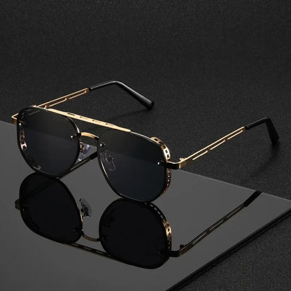 Double-Beam Alloy Sunglasses for Casual Use