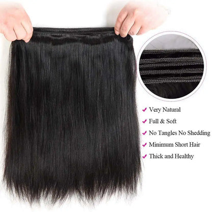 Bone Straight Raw Human Hair Bundles 36 40 Inch Black