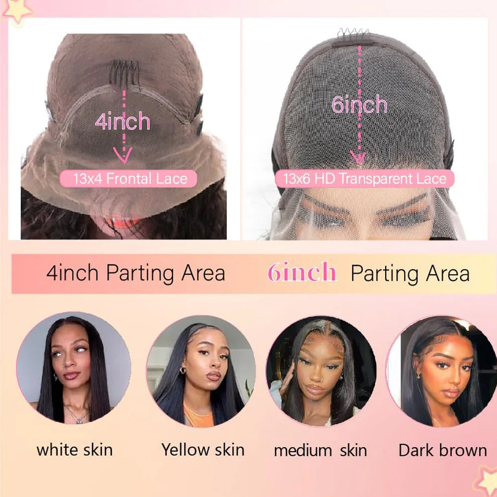 40 Inch Straight Human Hair Lace Front Wig Glueless