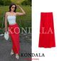 Vintage Satin Solid Long Skirt Women High Waist
