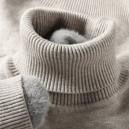 Mens Knitted Turtleneck Sweater Slim Fit Casual