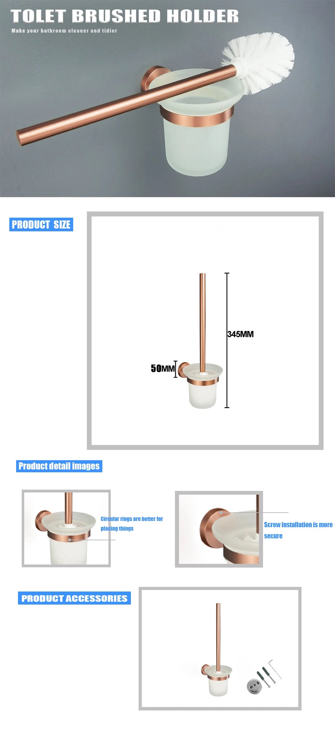 Brushed Rose Gold Metal Bath Hardware Set