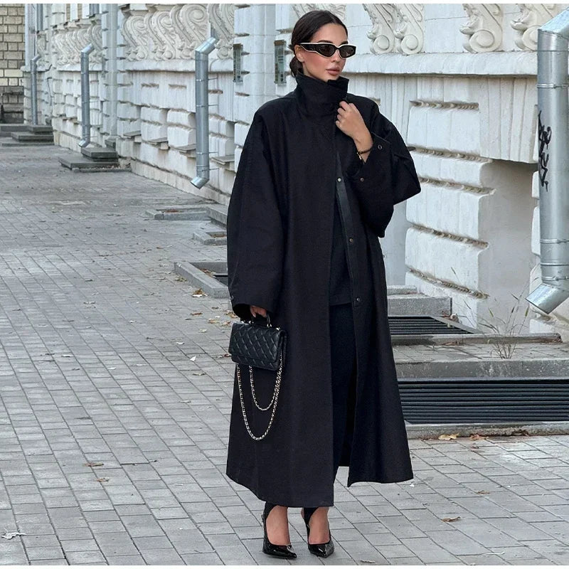 Women's Windproof Trench Coat Loose Fit Overcoat