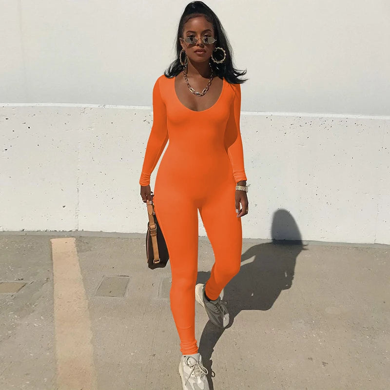 Dulzura Women Long Sleeve Bodycon Jumpsuit Overall