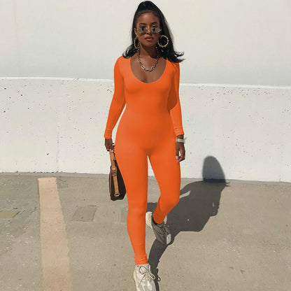 Dulzura Women Long Sleeve Bodycon Jumpsuit Overall