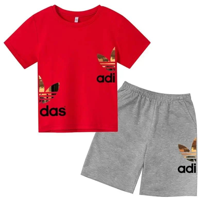 Kids Casual O-neck T-shirt and Pants Set